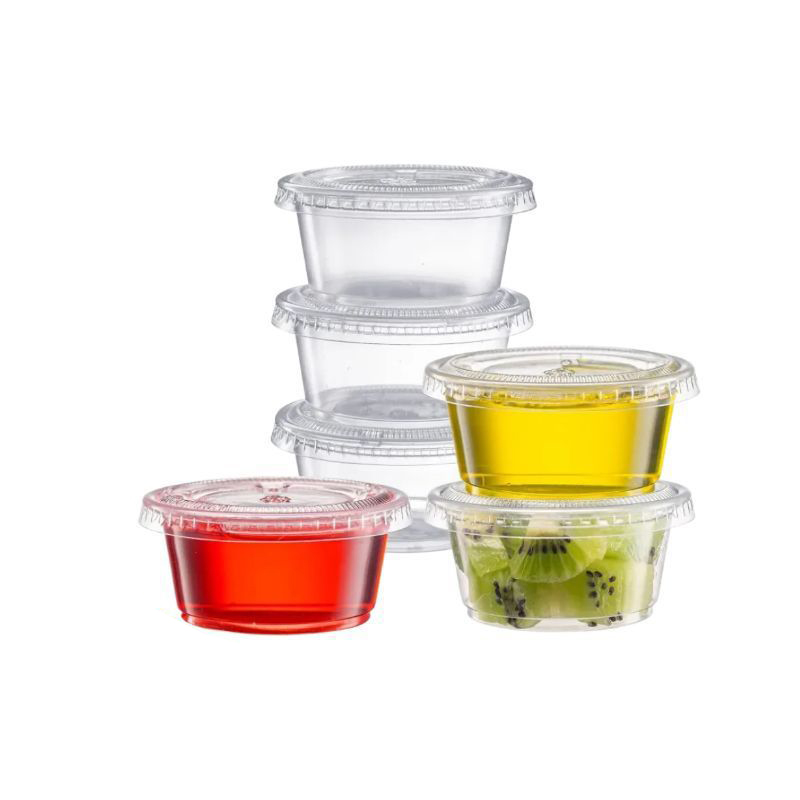 新款PET透明调料盒 3盎司带盖密封蘸料碟 90/120/200ml 食品级小菜芥末盒可印LOGO