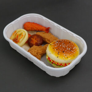 跨境专供工厂现货 PP塑料美式白色托盘 单格一次性生鲜盒 微波可用双规格打包盒