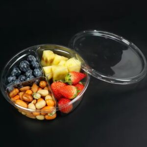 跨境专供 4格水果捞打包盒 透明PET加厚一次性保鲜盒 250g水果分装盒 吸塑定制款