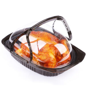 东南亚亚马逊热销 高透手提式烤乳鸽盒 黑色PP + 透明OPS 食品级打包盒 微波可用