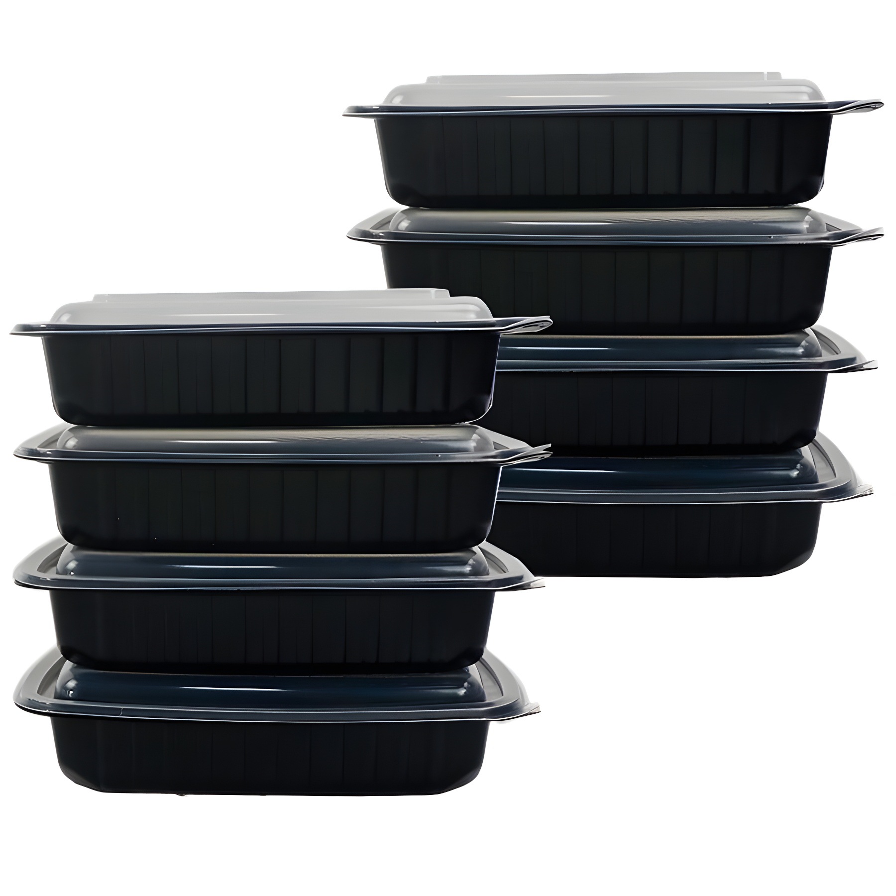 现货 2格长方形外卖餐盒 600ml黑色白色塑料快餐盒 微波可用吸塑打包盒 跨境专供批发可定制